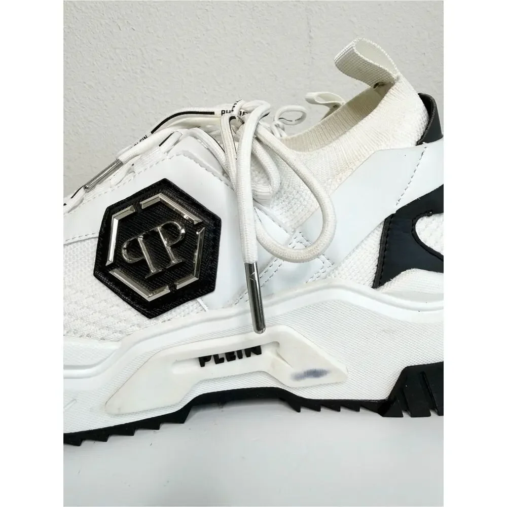 Philipp Plein Predator Sneakers Silver Black Logo Chunky Sole Men’s Size 10